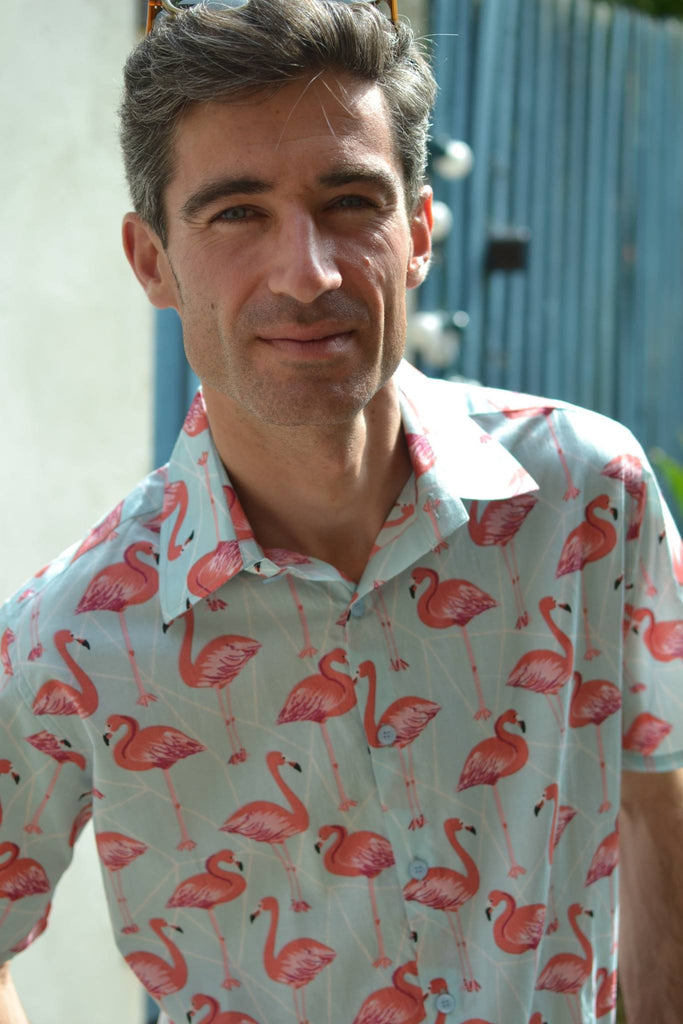 short sleeve flamingo blue