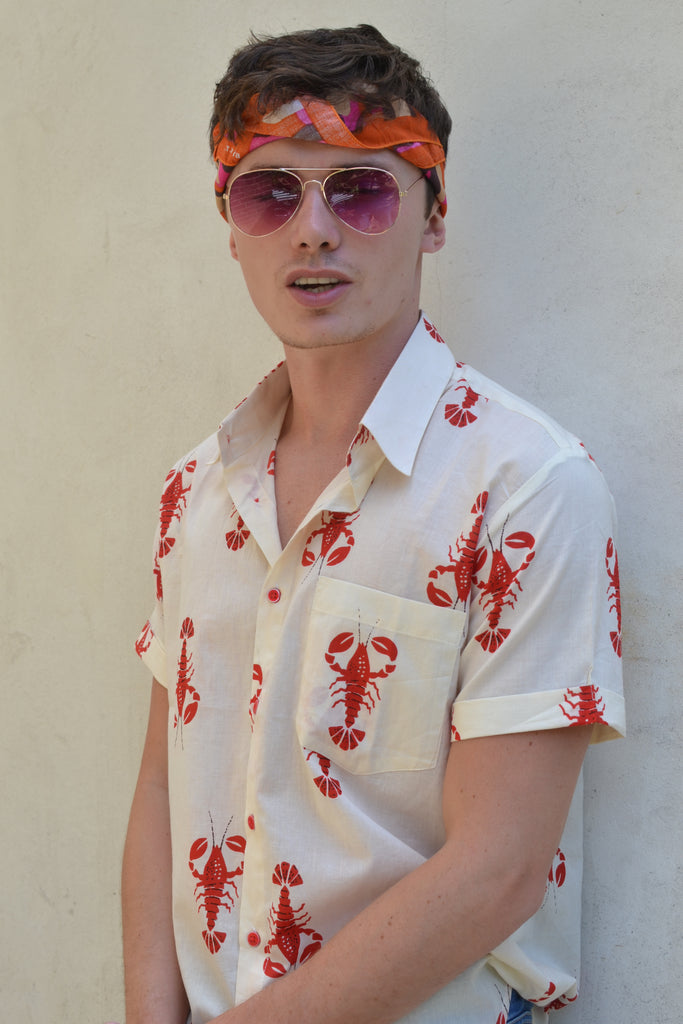 Cream Lobster Short Sleeve Shirt