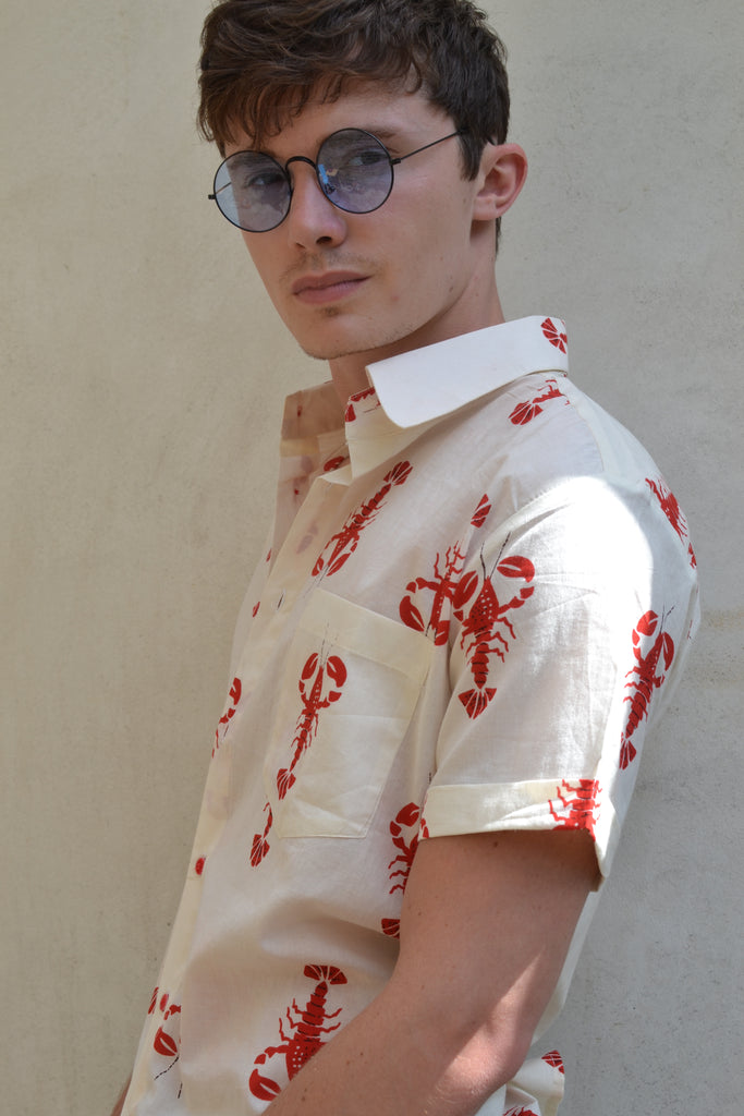 Cream Lobster Short Sleeve Shirt