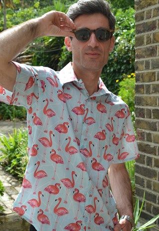 short sleeve flamingo blue