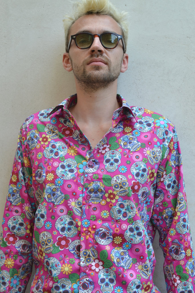 Pink Skulls long sleeve shirt.