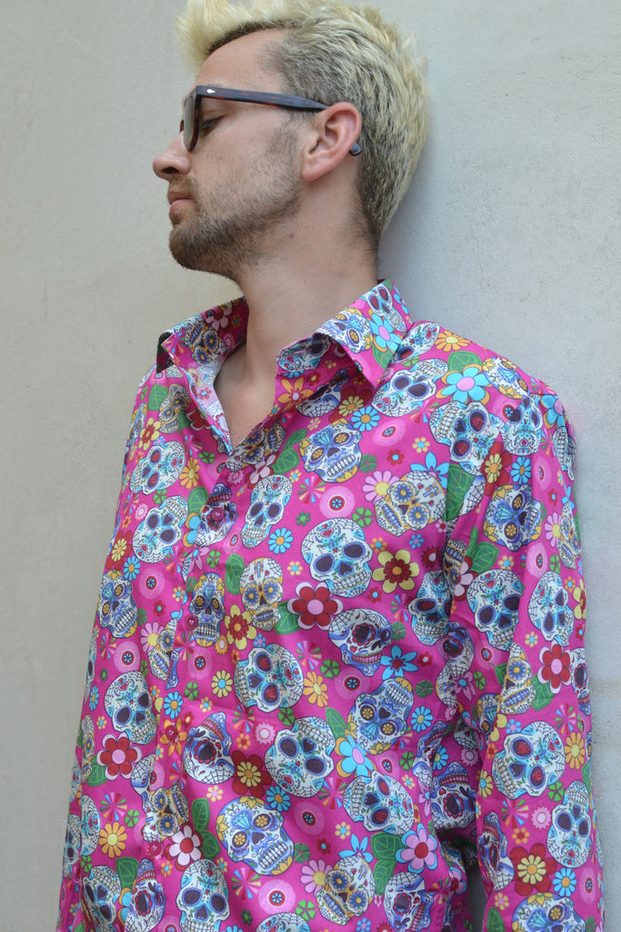 Pink Skulls long sleeve shirt.