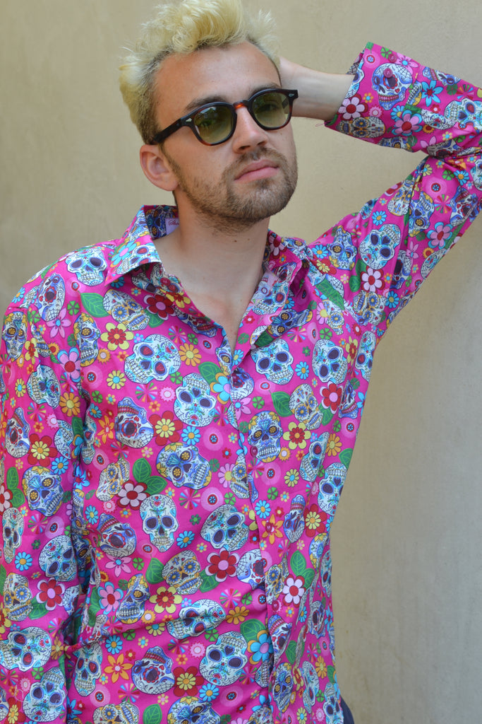 Pink Skulls long sleeve shirt.