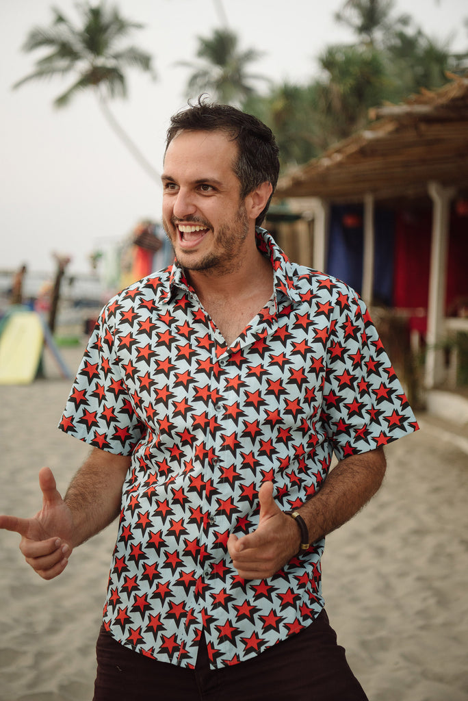 Orange & Black Star Short Sleeve Shirt