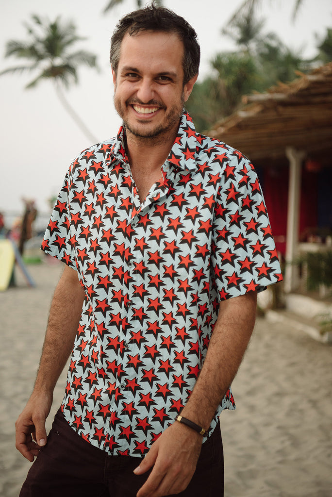 Orange & Black Star Short Sleeve Shirt