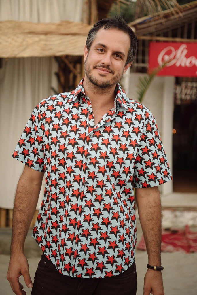 Orange & Black Star Short Sleeve Shirt