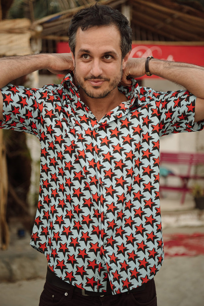 Orange & Black Star Short Sleeve Shirt