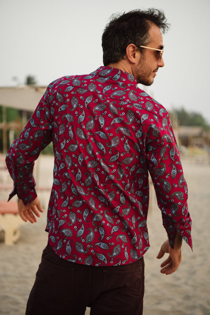 Burgundy Paisley Shirt