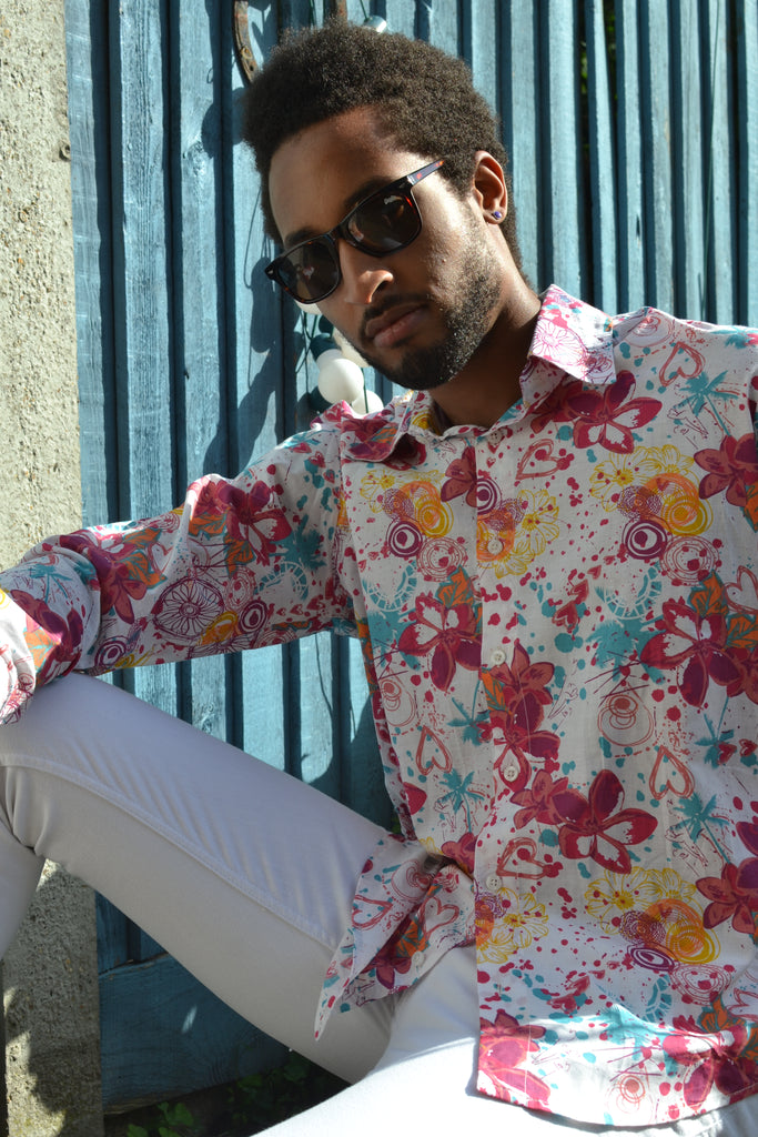 Cream long sleeve hearts & flowers