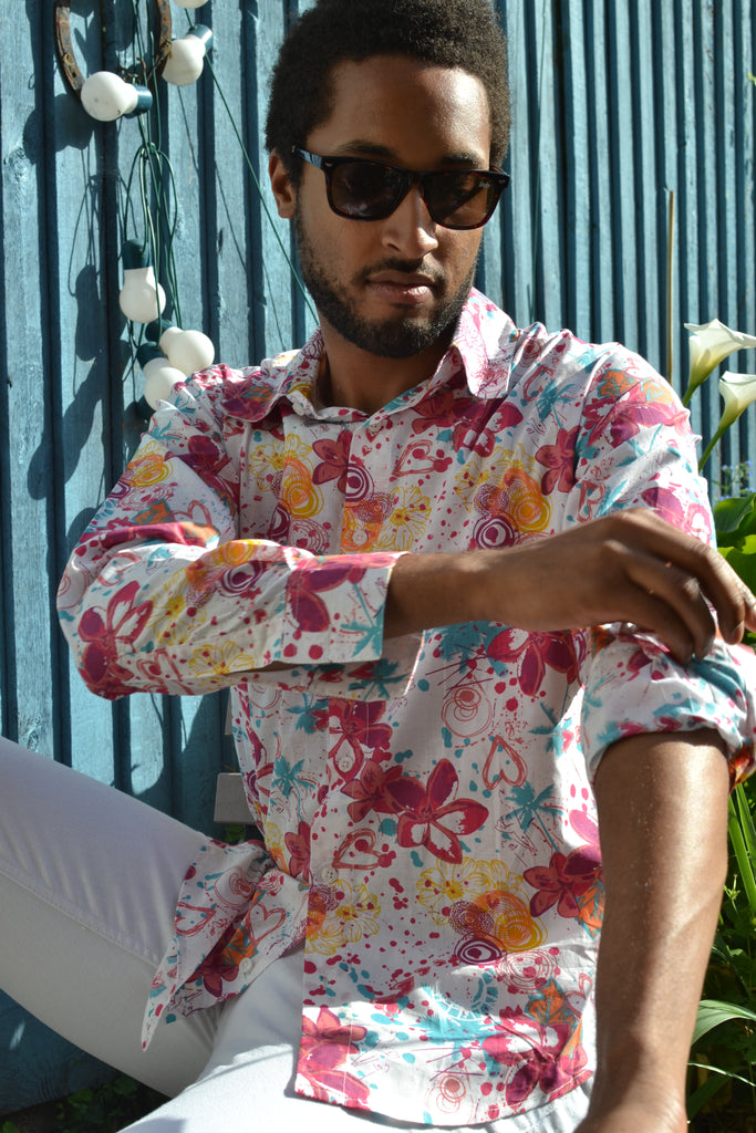 Cream long sleeve hearts & flowers