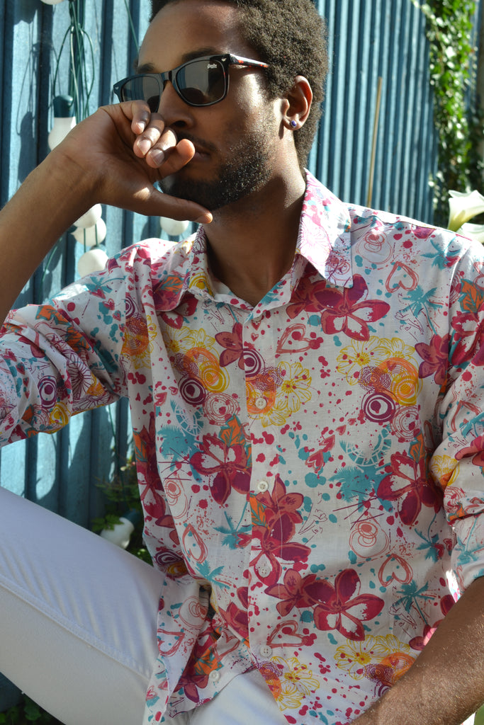 Cream long sleeve hearts & flowers