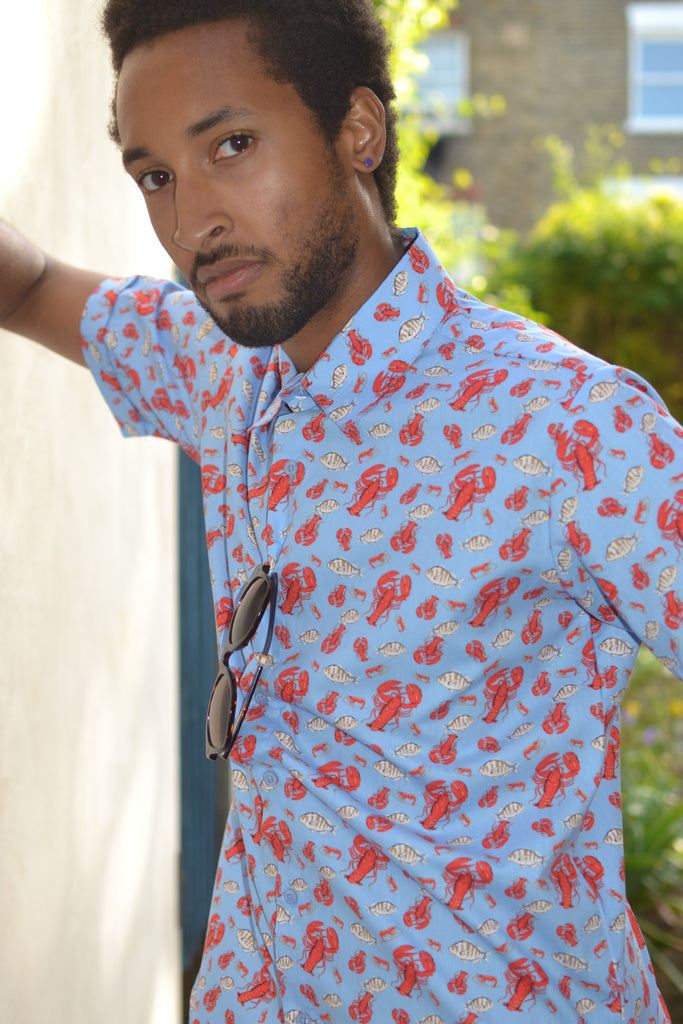 Blue lobster short sleeve shirt