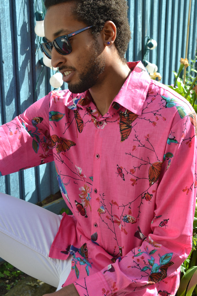 Pink cotton hummingbird long sleeves