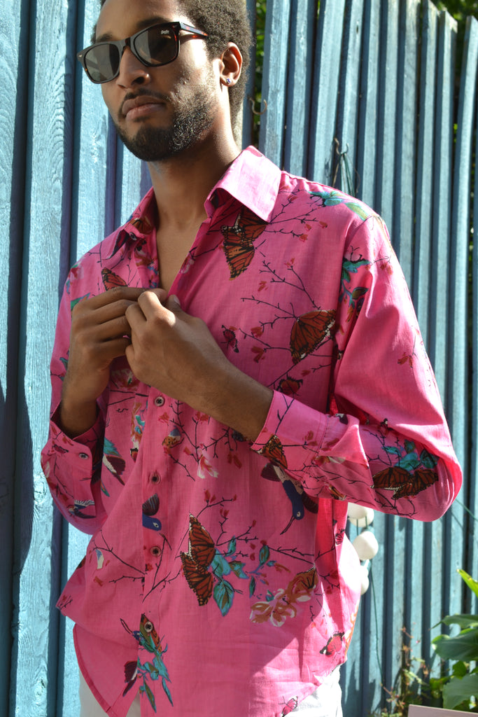 Pink cotton hummingbird long sleeves