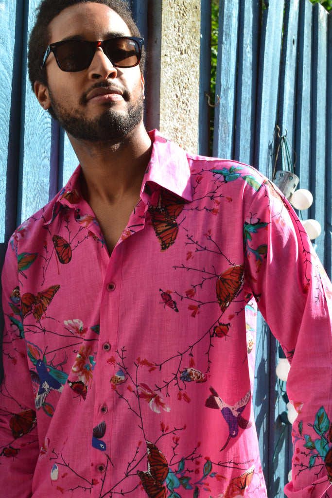 Pink cotton hummingbird long sleeves