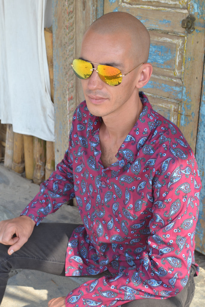 Burgundy Paisley Shirt