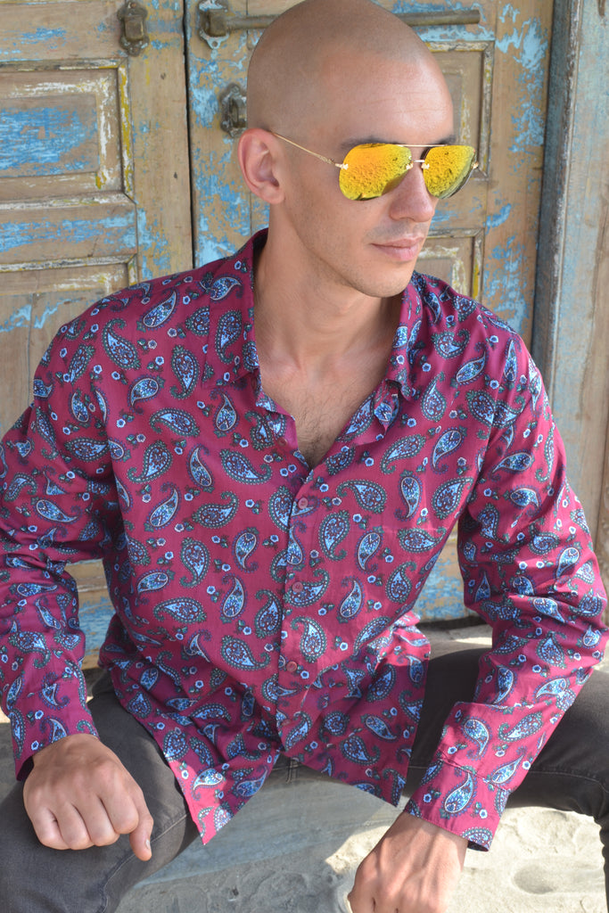 Burgundy Paisley Shirt