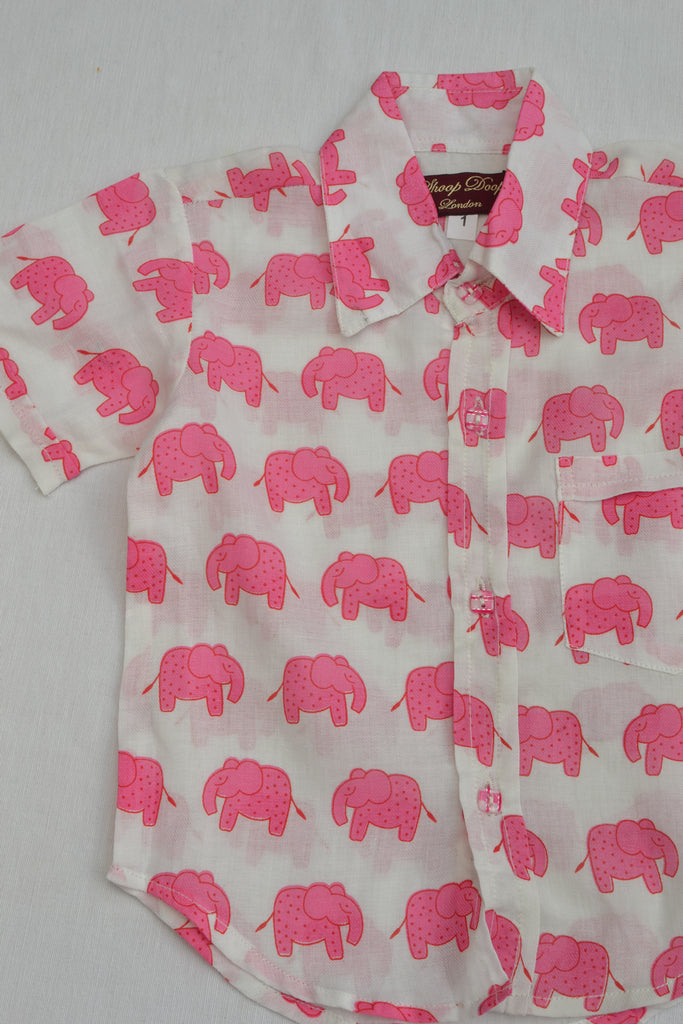 Pink Elephant Short Sleeve Shirts