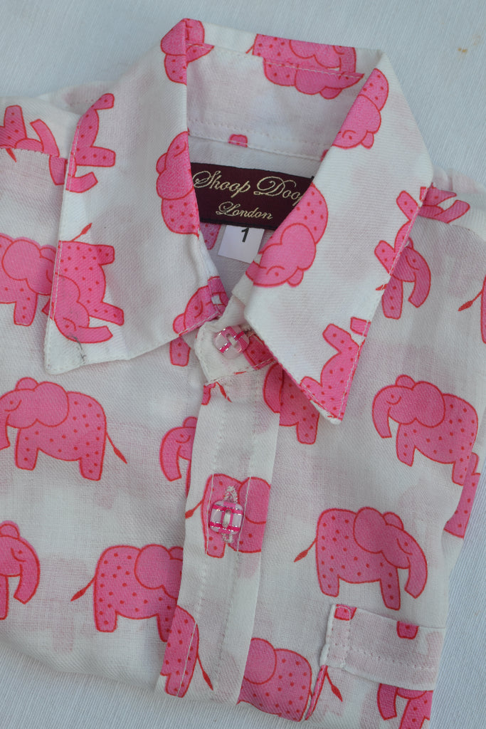 Pink Elephant Short Sleeve Shirts