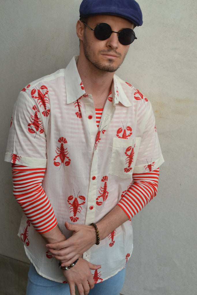 Cream Lobster Short Sleeve Shirt