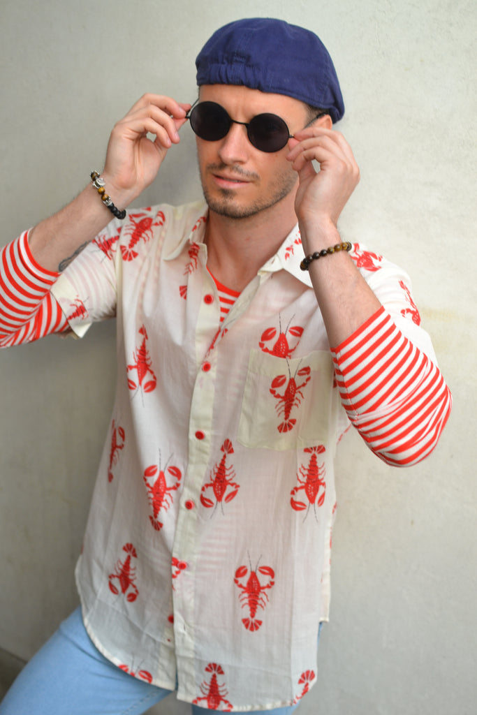 Cream Lobster Short Sleeve Shirt