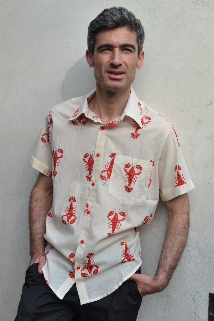Cream Lobster Short Sleeve Shirt