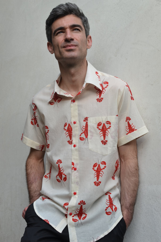 Cream Lobster Short Sleeve Shirt