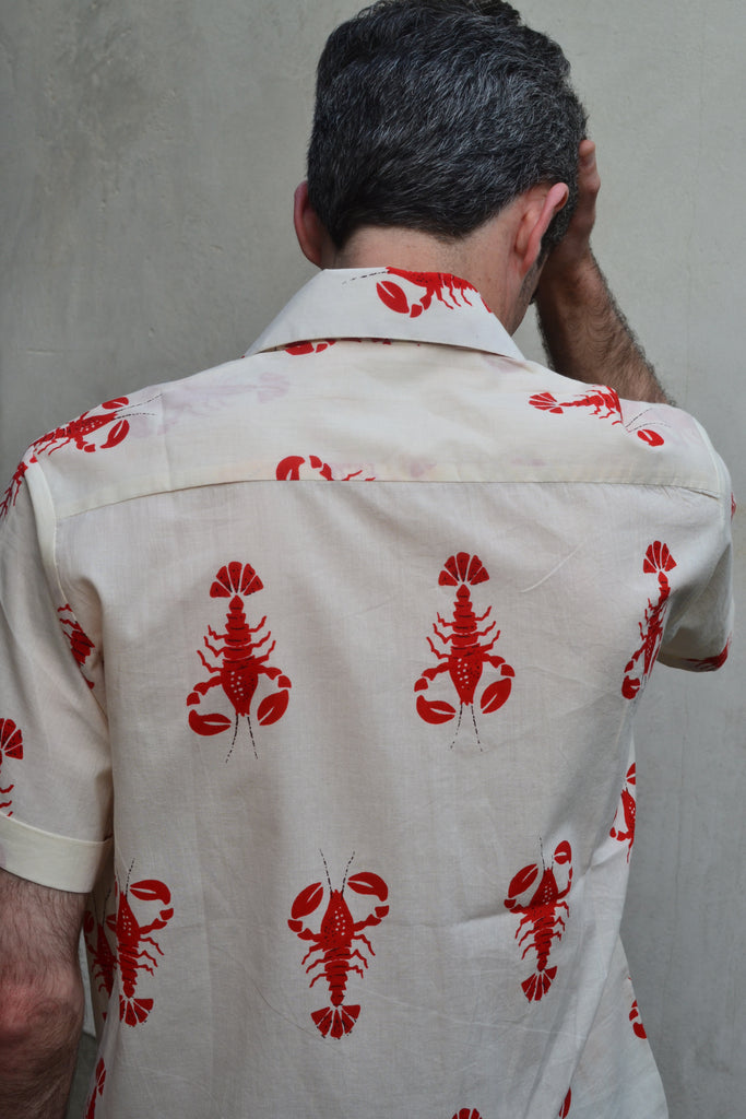 Cream Lobster Short Sleeve Shirt