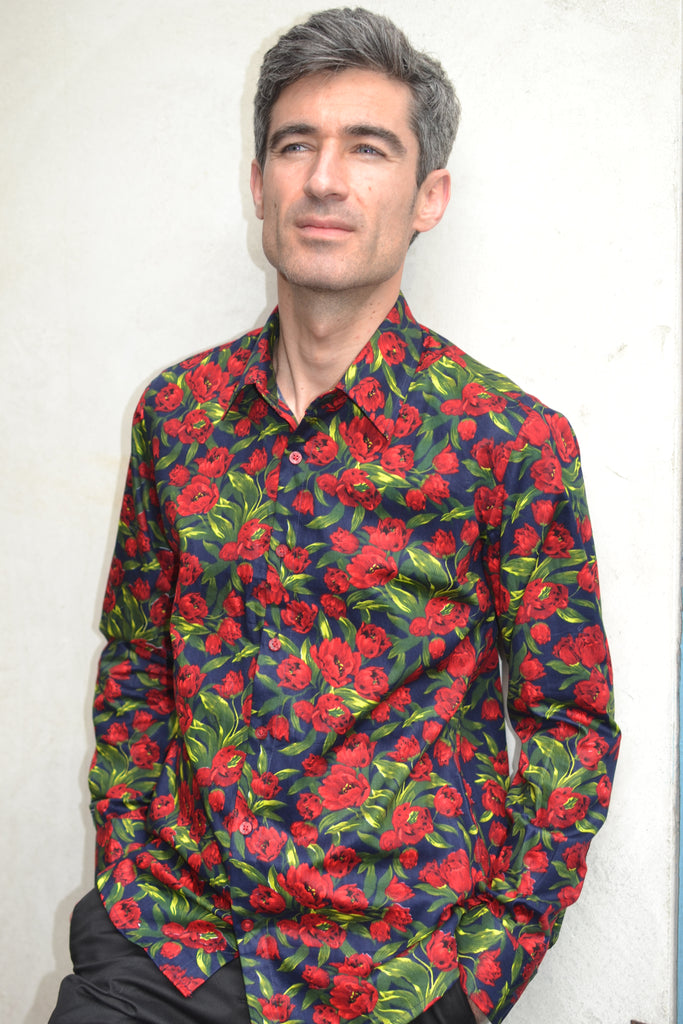 Navy Floral Long Sleeve Shirt