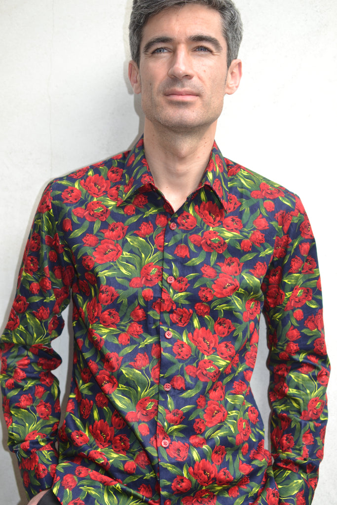 Navy Floral Long Sleeve Shirt