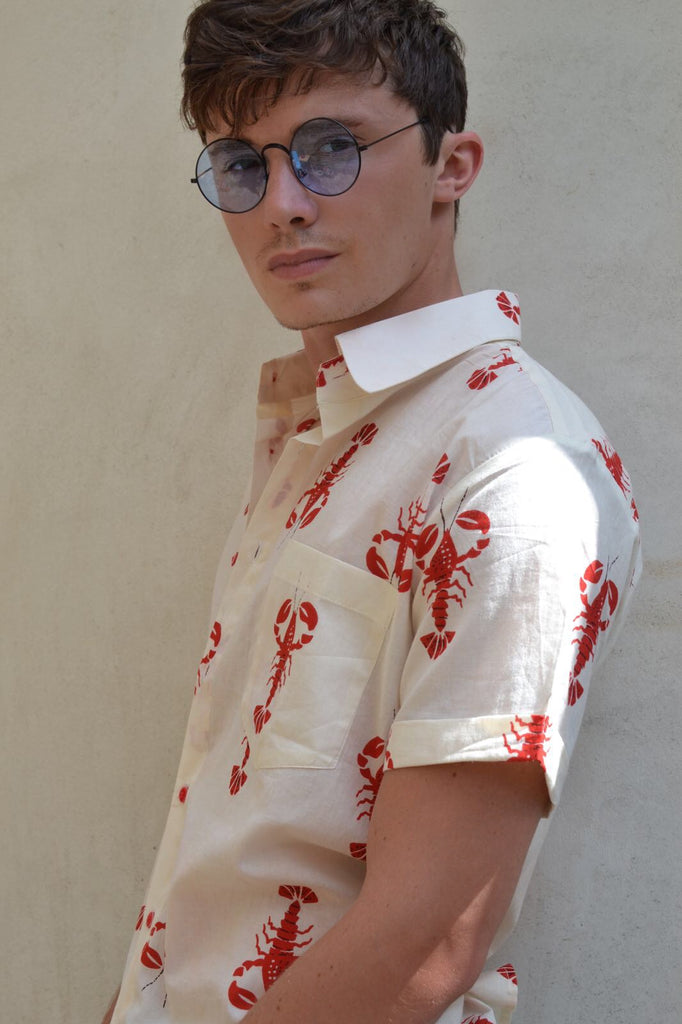 Cream Lobster Short Sleeve Shirt