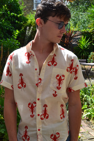 Flamingo & leaf short sleeve shirt