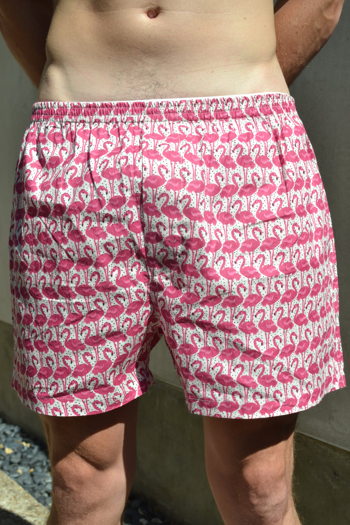 Pink & White Flamingo Boxer Shorts – Shoop Doop London shirts