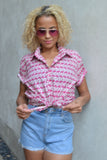 Pink & White Flamingo Short Sleeve Shirt
