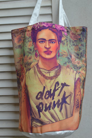 Frida Kahlo Smoking & Flowers Bucket Bag