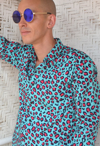 Blue Leopard Long Sleeve Shirt