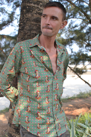 Turquoise Leopard Long Sleeve Shirt