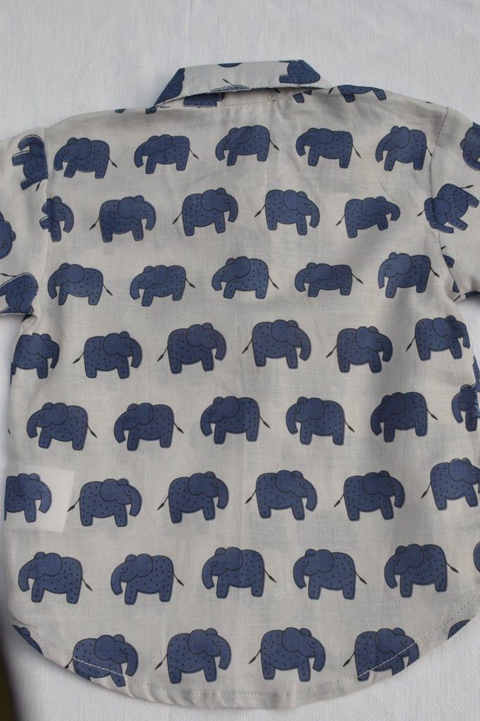 Blue elephant boys shirt.