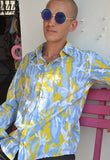 Yellow & Blue Camouflage Long Sleeve Shirt