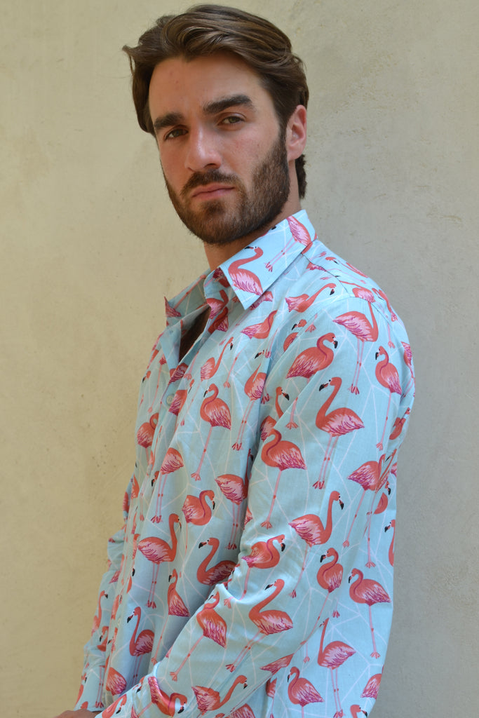 Blue Flamingo Long Sleeve Shirt